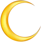 a yellow crescent on a white background