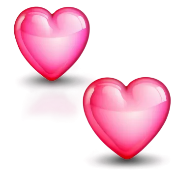 two pink hearts on a white background