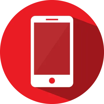 a red circle with an image of a phone