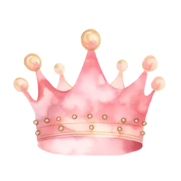a watercolor painting of a pink crown