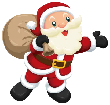 a cartoon santa carrying a sack of money