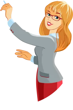 a woman pointing at something