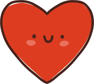 a red heart with two eyes