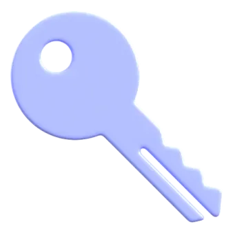 a blue key on a white background