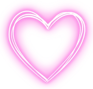 a neon heart on a white background