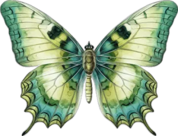 an illustration of a green and yellow butterfly