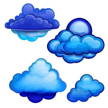 a set of blue clouds on white background