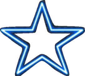 a blue neon star on a white background