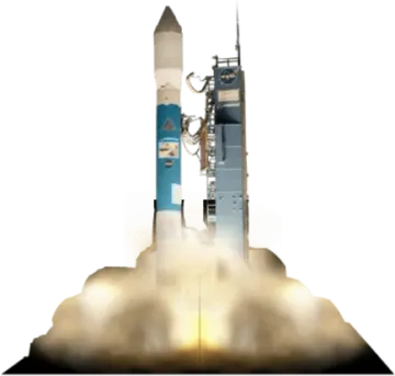 a rocket with smoke coming out of it