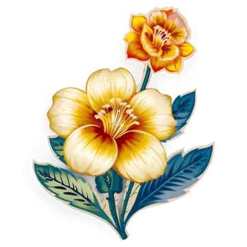 an illustration of two flowers on a white background