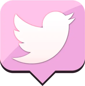 a pink twitter icon with a white bird