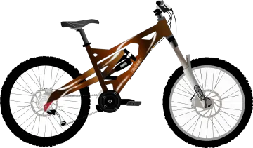 a brown and black bike with white wheels
