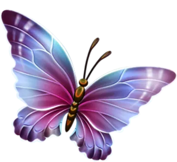 a purple and blue butterfly on a white background