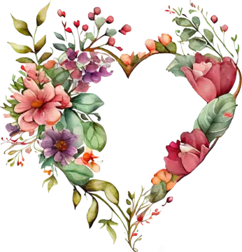 watercolor floral heart clipart