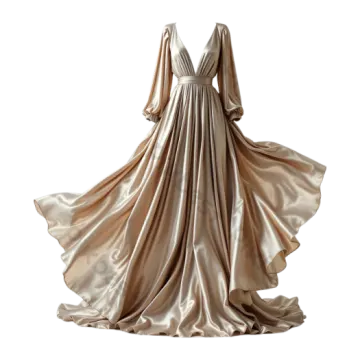 a woman in a beige dress on a white background