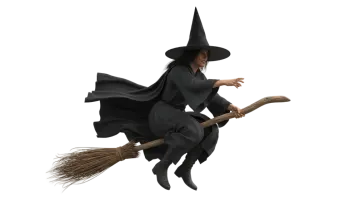 a witch flying on a broom