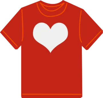 a red t - shirt with a white heart