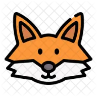 an orange fox head with a white background
