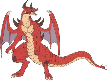a red dragon with horns and wings