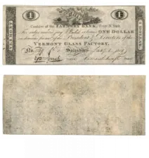 the front and back of an old bank note