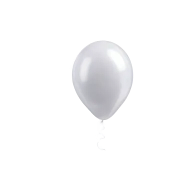 the balloon is white and has a long tail
