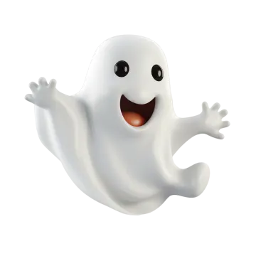 a cartoon ghost flying through the air