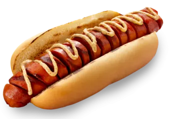 a hot dog on a white background