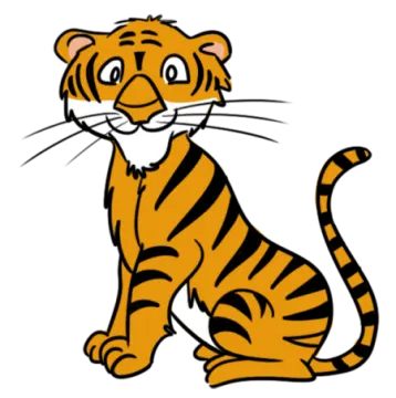 a cartoon tiger sitting on the ground