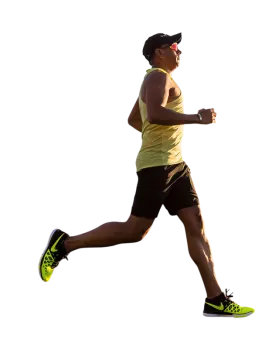 a man running on a white background
