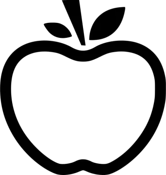 a black and white apple icon