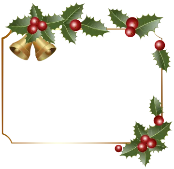 a christmas frame with holly and bells