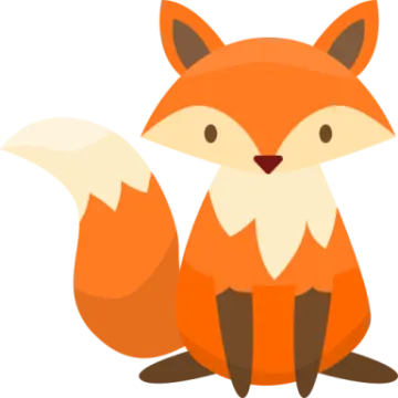 a cartoon fox sitting on the ground