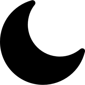 a black and white crescent icon