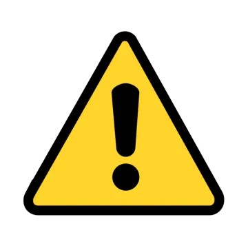 a yellow and black warning sign on a white background