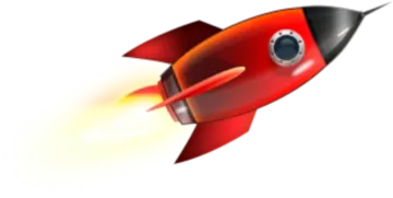 a red rocket flying through the air
