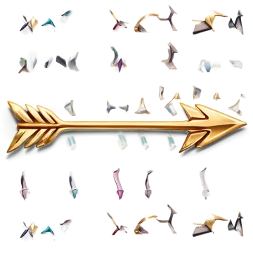 a gold arrow with many colored arrows flying around it