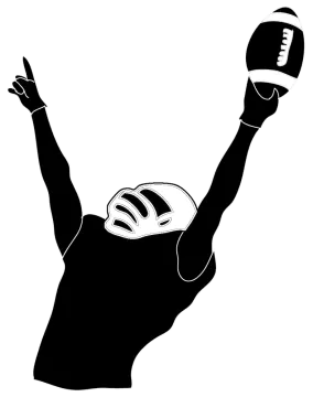a black and white silhouette of a football player