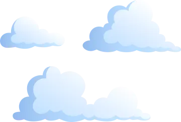 a set of blue clouds on a white background
