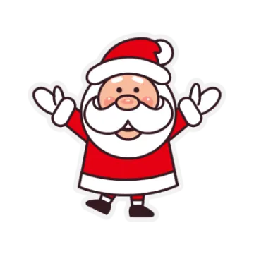 a cartoon santa claus with his hands up