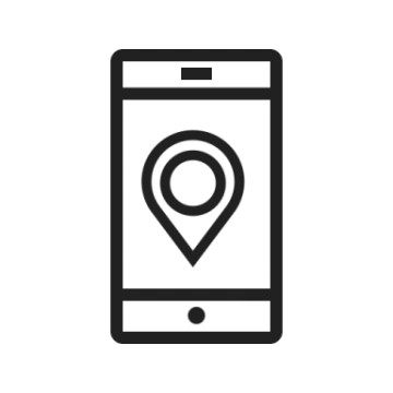 a phone with a pin on the screen