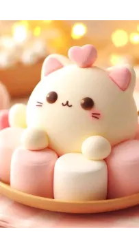 a small white cat sitting on top of a plate