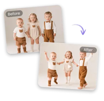 two pictures of a baby boy and girl holding hands