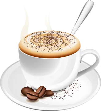 a cup of coffee and beans