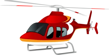 a red and white helicopter on a white background
