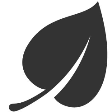 a black and white leaf icon