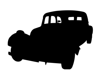 a black and white silhouette of an old car