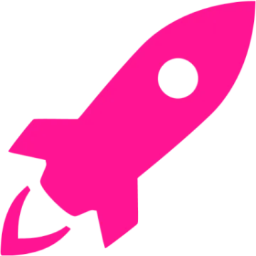 a pink rocket on a white background