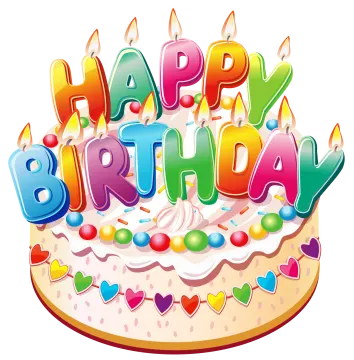 a birthday cake with candles and hearts