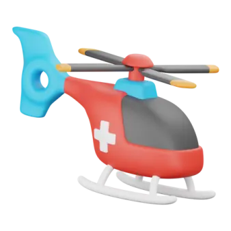 a red and blue helicopter on a white background