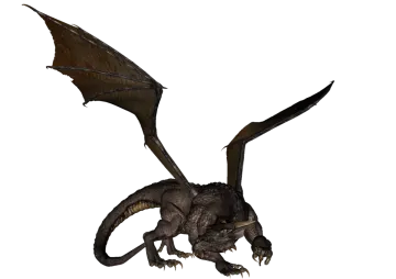 a large black dragon flying through the air